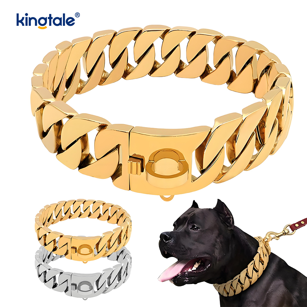 Corrente para cachorro folheada a ouro