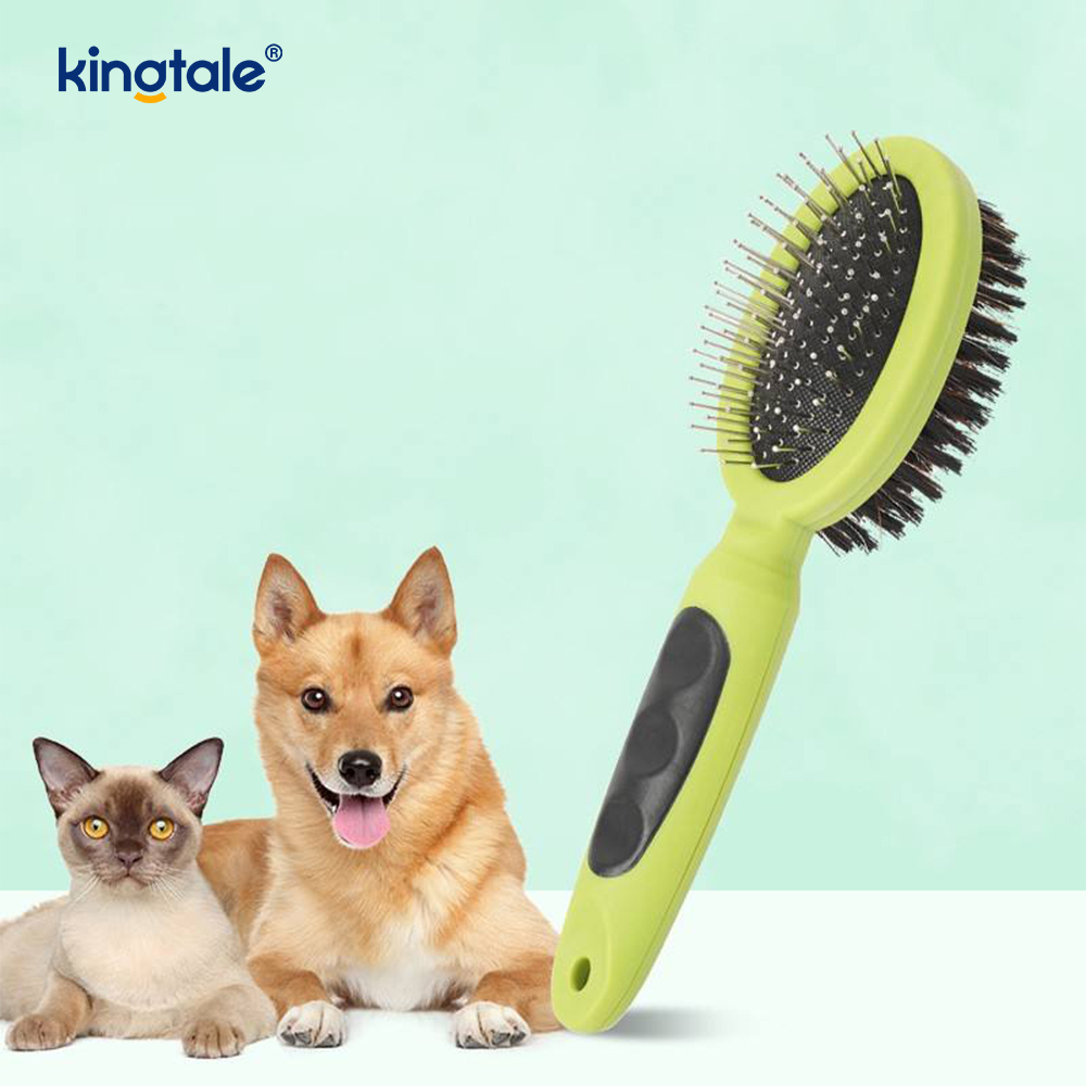 Pente para animais de estimação, pente dupla face, escova dupla face para derramamento e banho