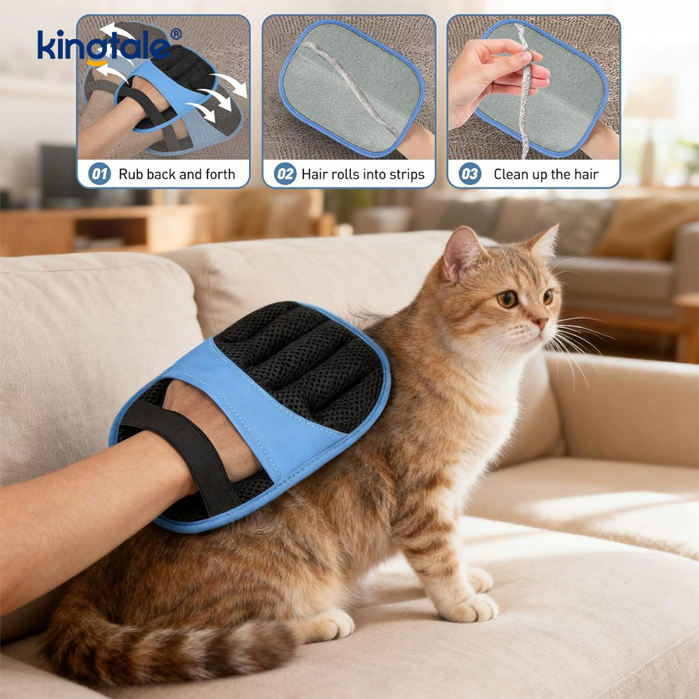 Luva eletrostática com escova mágica para remoção de pelos de animais de estimação para cães e gatos