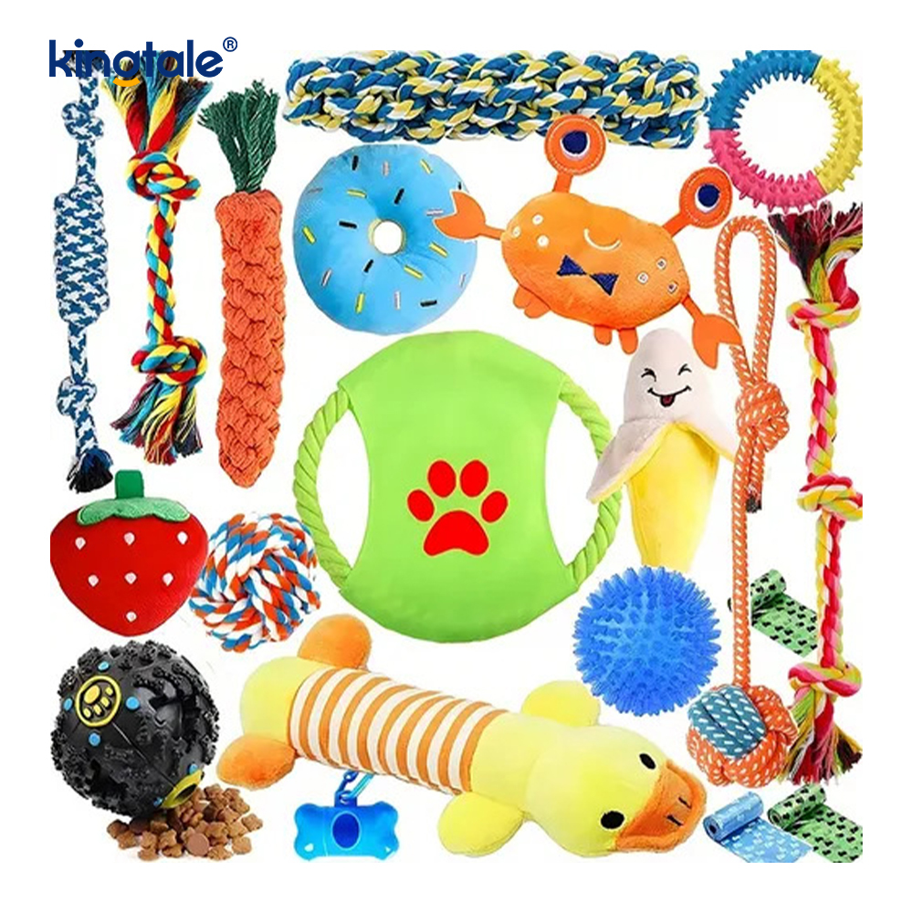 Conjunto de brinquedos de corda para animais de estimação 20 peças para dentição e diversão em ambientes internos