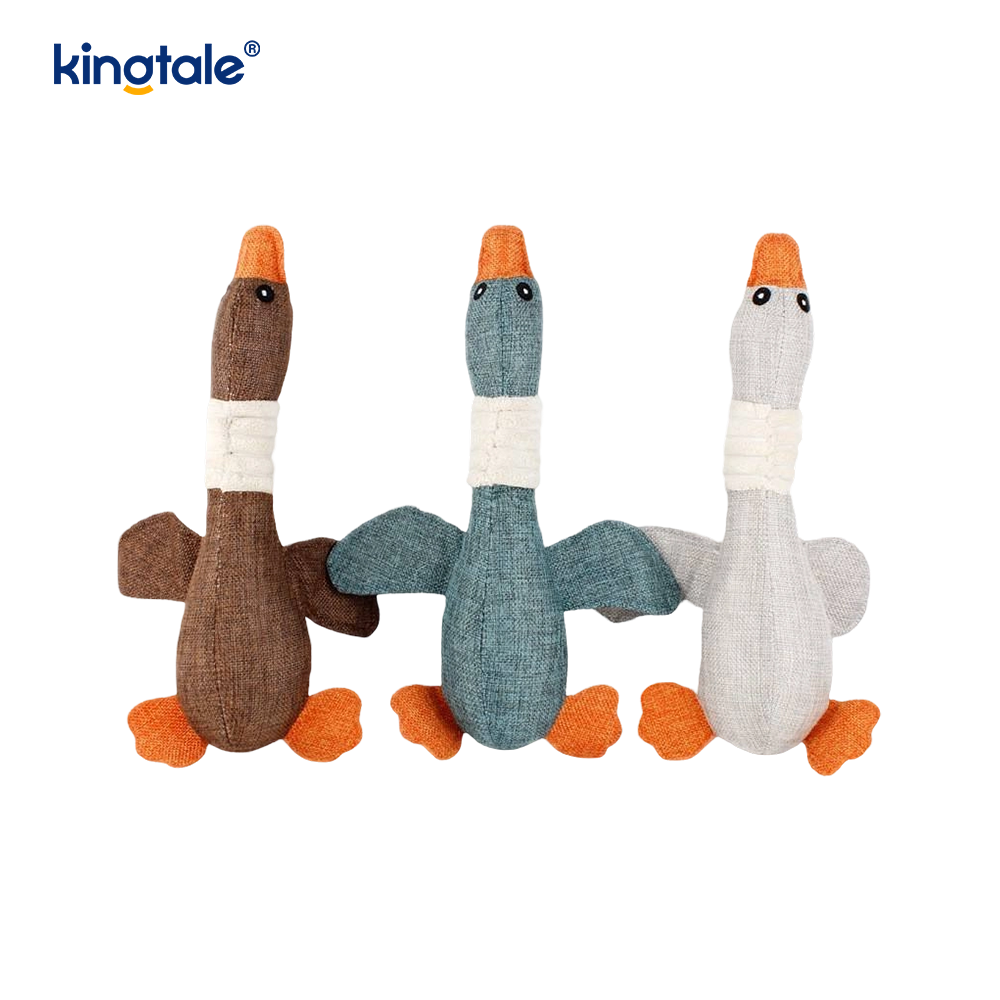Pet Plush Squeaking Toy Ganso Resistência à mordida para limpar os dentes