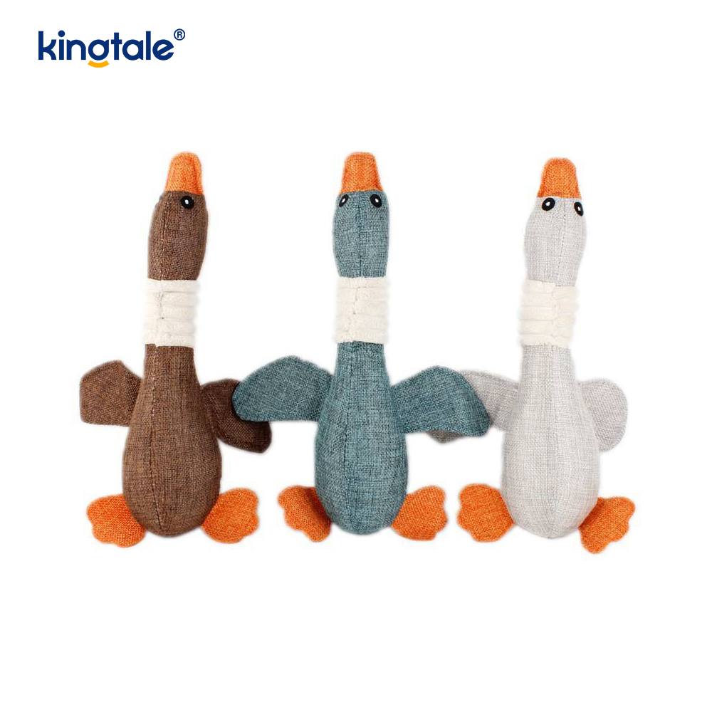 Pet Plush Squeaking Toy Ganso Resistência à mordida para limpar os dentes