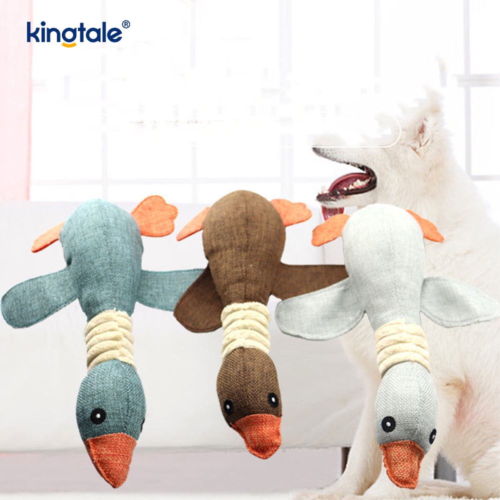 Pet Plush Squeaking Toy Ganso Resistência à mordida para limpar os dentes