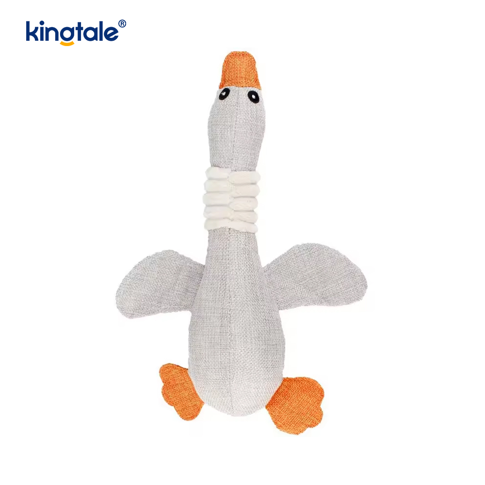 Pet Plush Squeaking Toy Ganso Resistência à mordida para limpar os dentes