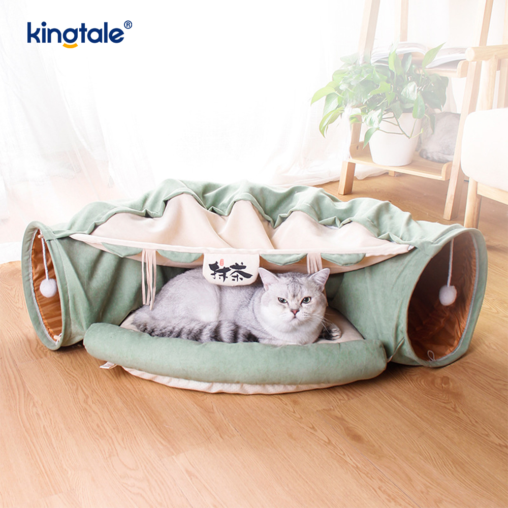 Túnel dobrável para brincar de gato, brinquedo interativo, labirinto, casa de gato, túneis internos