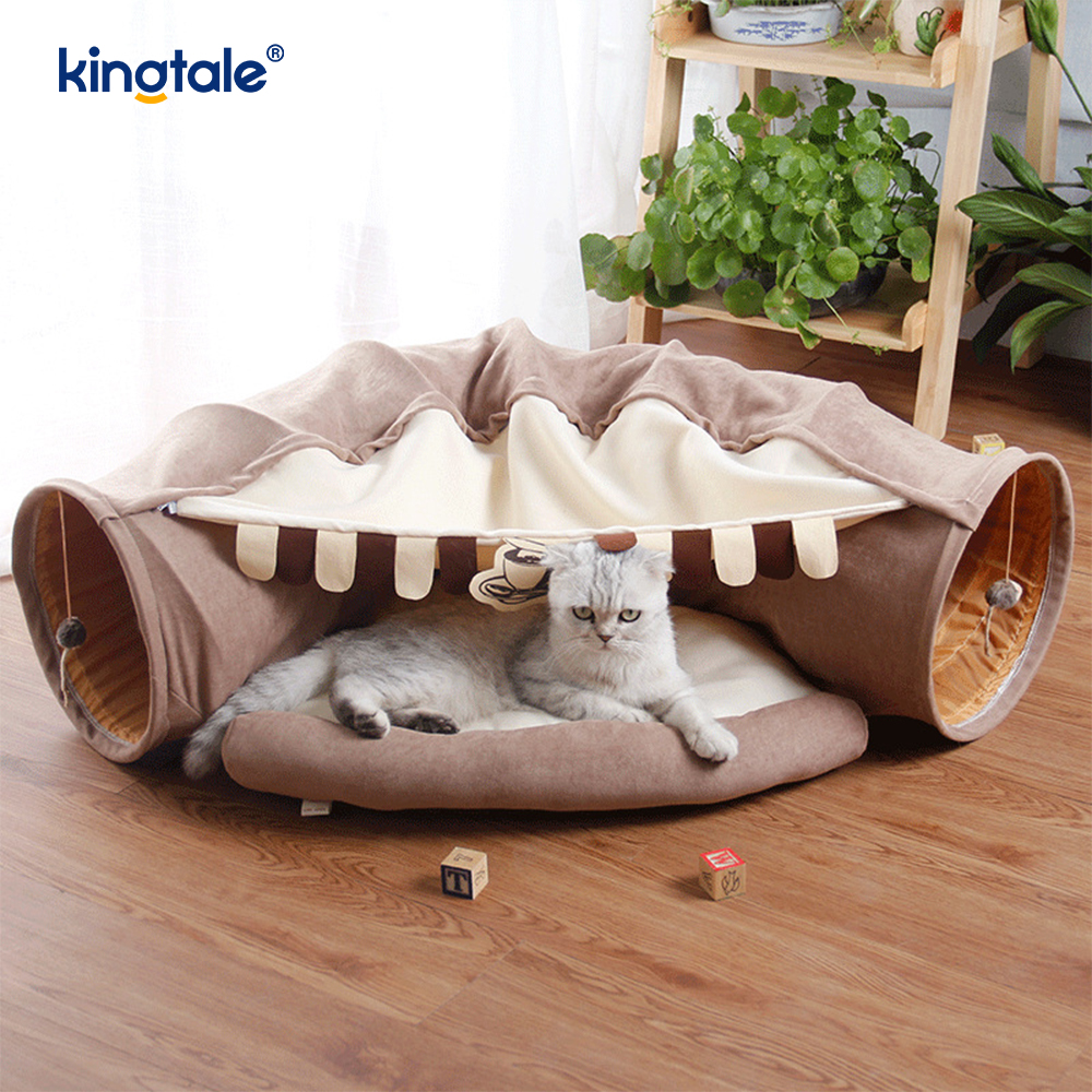 Túnel dobrável para brincar de gato, brinquedo interativo, labirinto, casa de gato, túneis internos