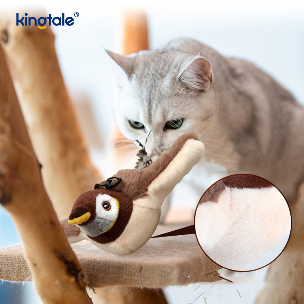 Brinquedo simulado do luxuoso do animal de estimação do pardal para todas as raças gato kicker catnip brinquedos pardal