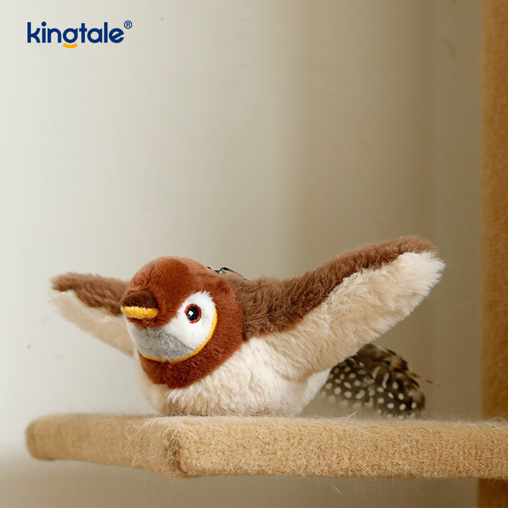 Brinquedo simulado do luxuoso do animal de estimação do pardal para todas as raças gato kicker catnip brinquedos pardal