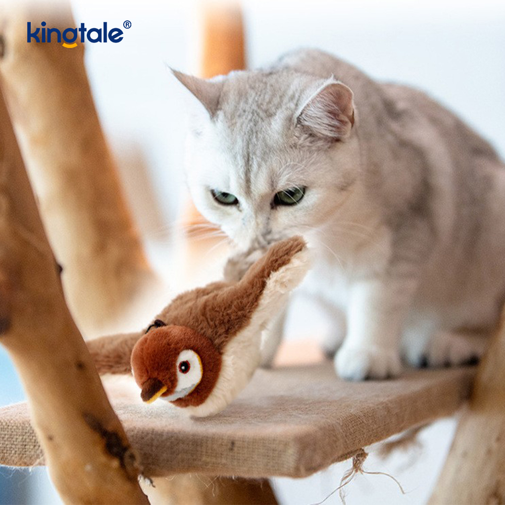 Brinquedo simulado do luxuoso do animal de estimação do pardal para todas as raças gato kicker catnip brinquedos pardal