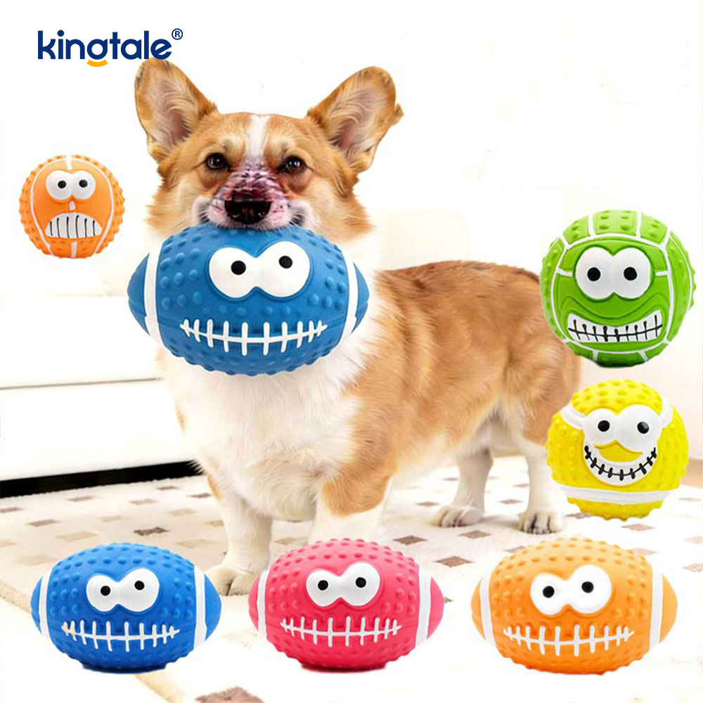 Pet Toy Latex que faz a bola sadia da cara do smiley interna e exterior