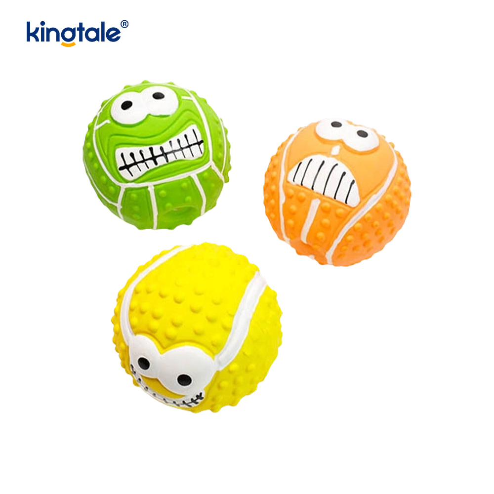 Pet Toy Latex que faz a bola sadia da cara do smiley interna e exterior