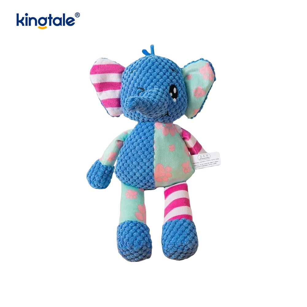 Brinquedo macio do animal de estimação do luxuoso do elefante azul com tela azul lavável à máquina