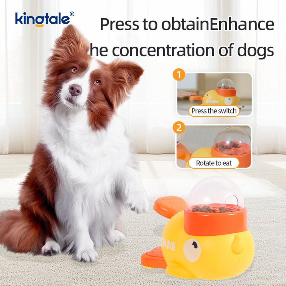 Pequeno pato amarelo alimentador de animais de estimação brinquedos interativos para cães quebra-cabeça alimentador lento