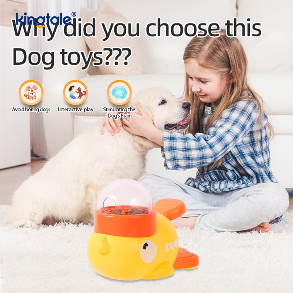 Pequeno pato amarelo alimentador de animais de estimação brinquedos interativos para cães quebra-cabeça alimentador lento