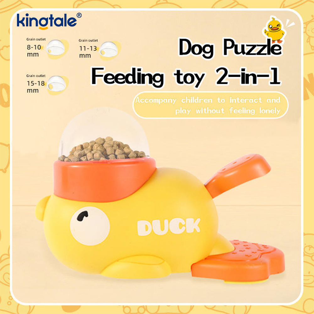 Pequeno pato amarelo alimentador de animais de estimação brinquedos interativos para cães quebra-cabeça alimentador lento