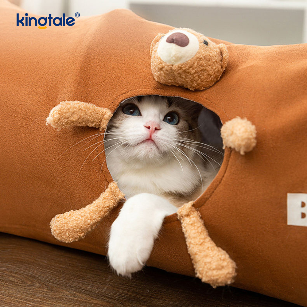 Brinquedo de gato dobrável em linha reta dos desenhos animados túnel de gato unny brinquedo de gato interativo presente para gato