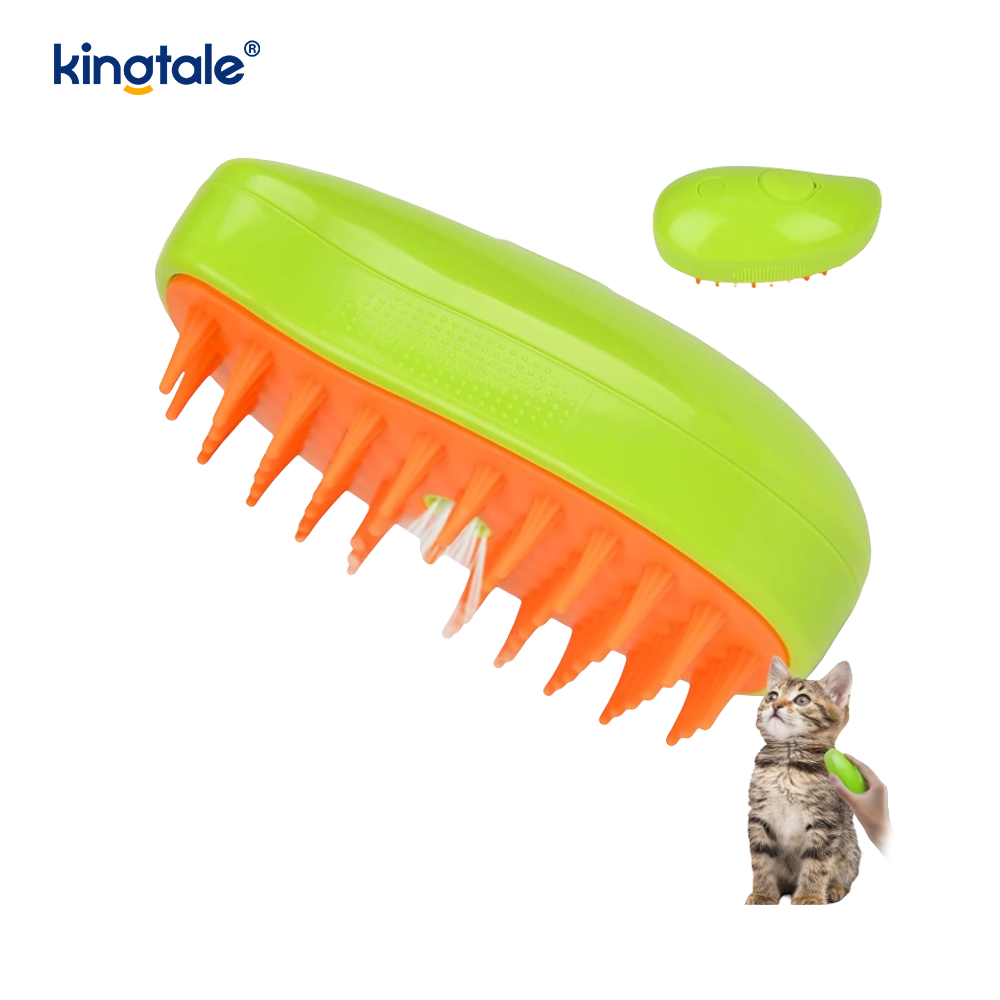 Escova de vapor para gatos 3 em 1, escova para animais de estimação, massagem de silicone, pente removedor de pêlos de cachorro