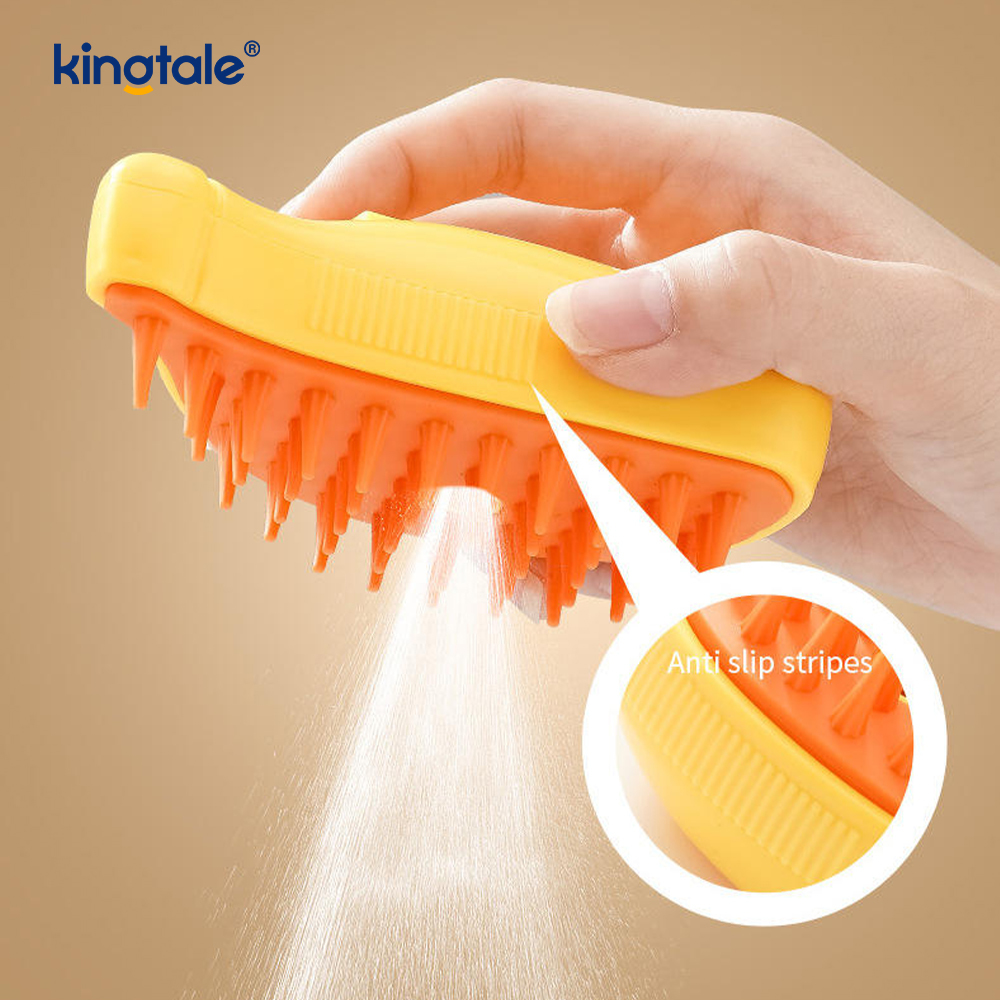 Escova de vapor para gatos 3 em 1, escova para animais de estimação, massagem de silicone, pente removedor de pêlos de cachorro
