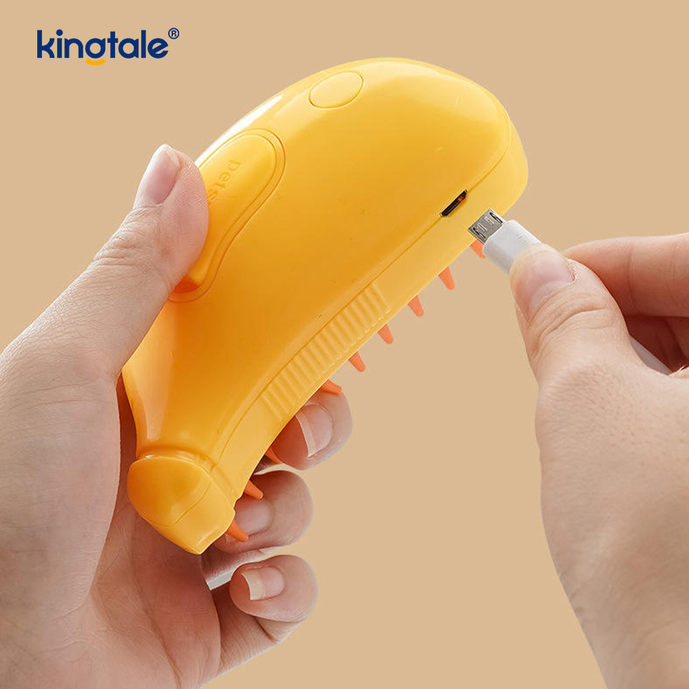 Escova de vapor para gatos 3 em 1, escova para animais de estimação, massagem de silicone, pente removedor de pêlos de cachorro