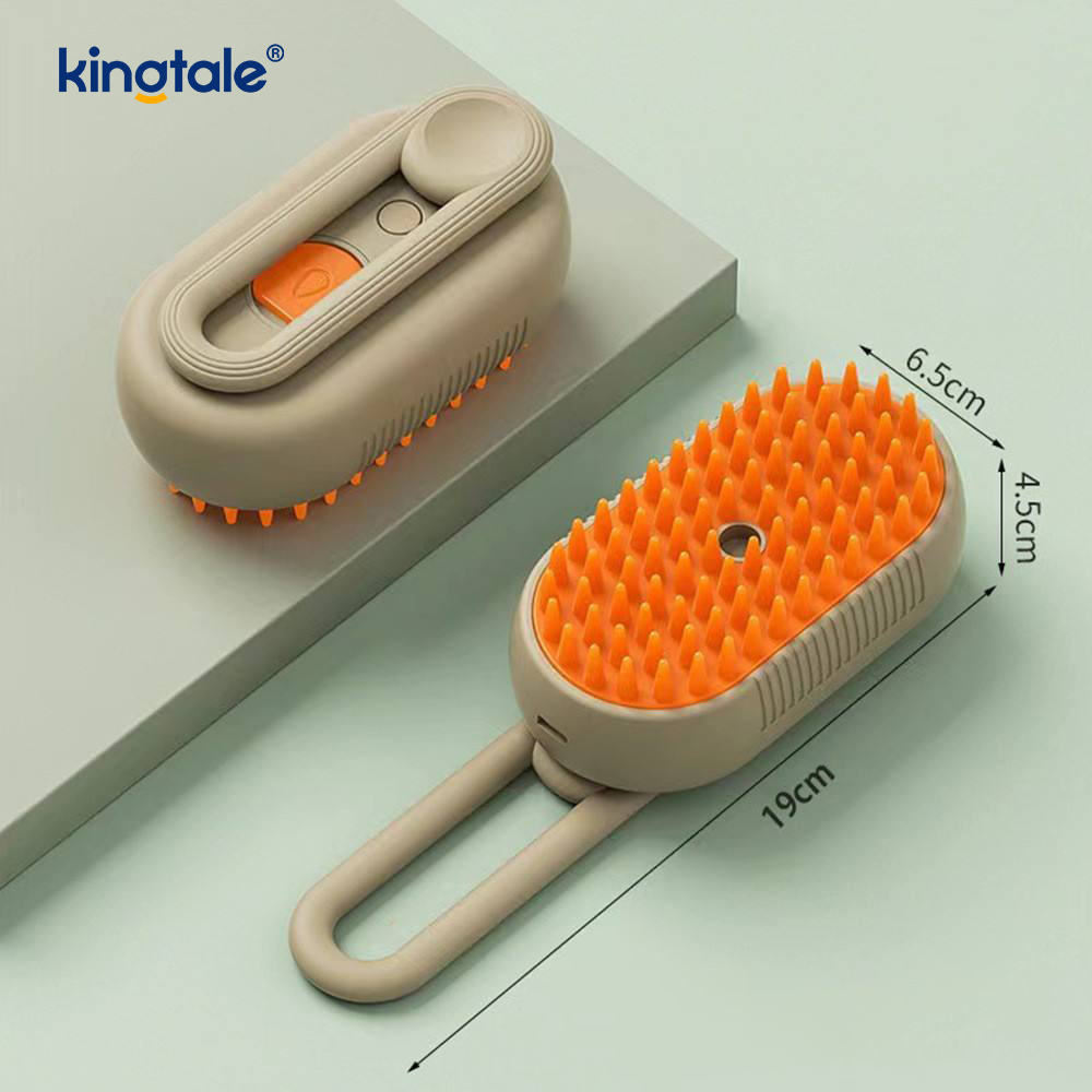 Escova de vapor para gatos 3 em 1, escova para animais de estimação, massagem de silicone, pente removedor de pêlos de cachorro