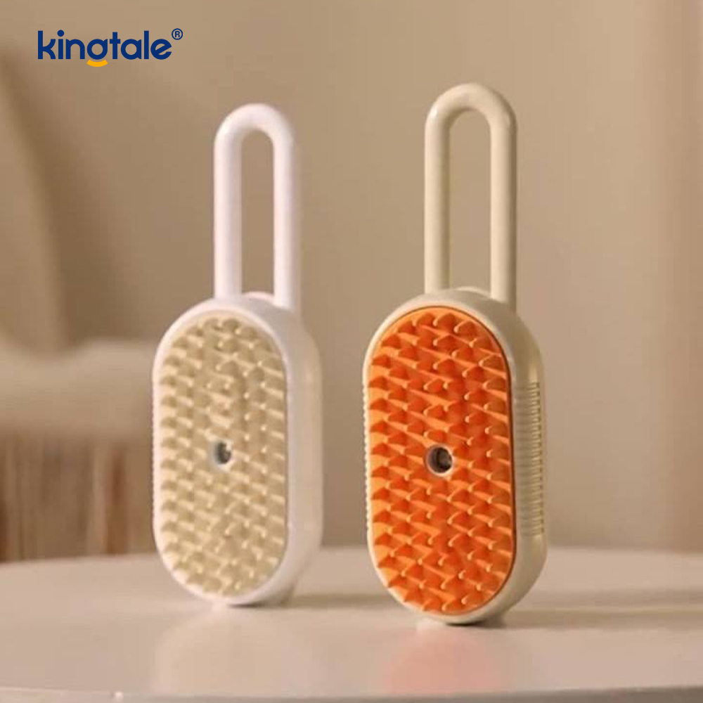 Escova de vapor para gatos 3 em 1, escova para animais de estimação, massagem de silicone, pente removedor de pêlos de cachorro