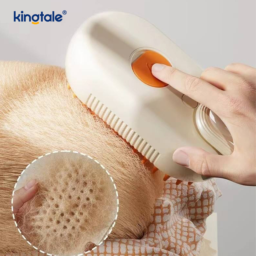 Escova de vapor para gatos 3 em 1, escova para animais de estimação, massagem de silicone, pente removedor de pêlos de cachorro