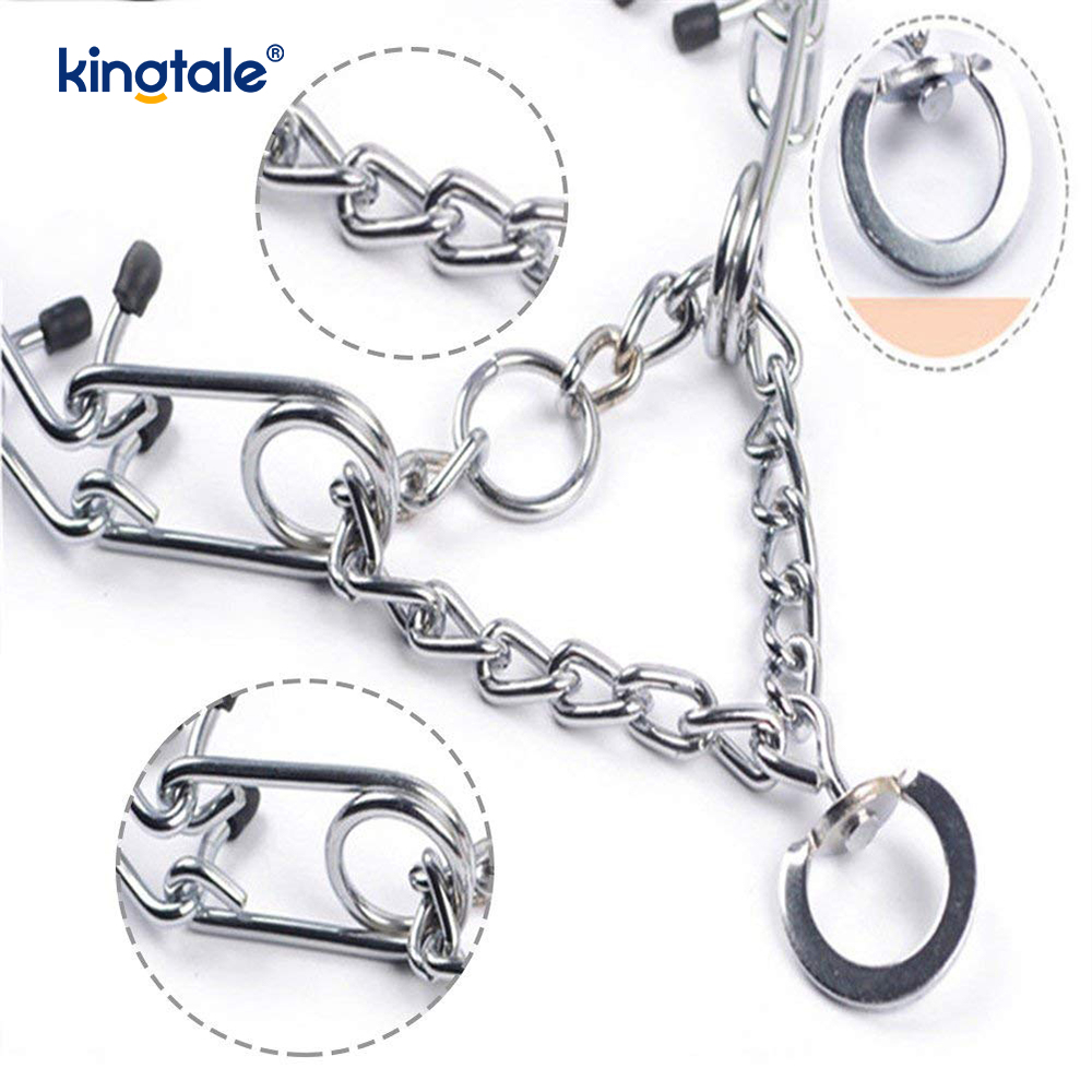 Coleiras de estrangulamento para animais de estimação, aço carbono, metal, coleira de treinamento para cães