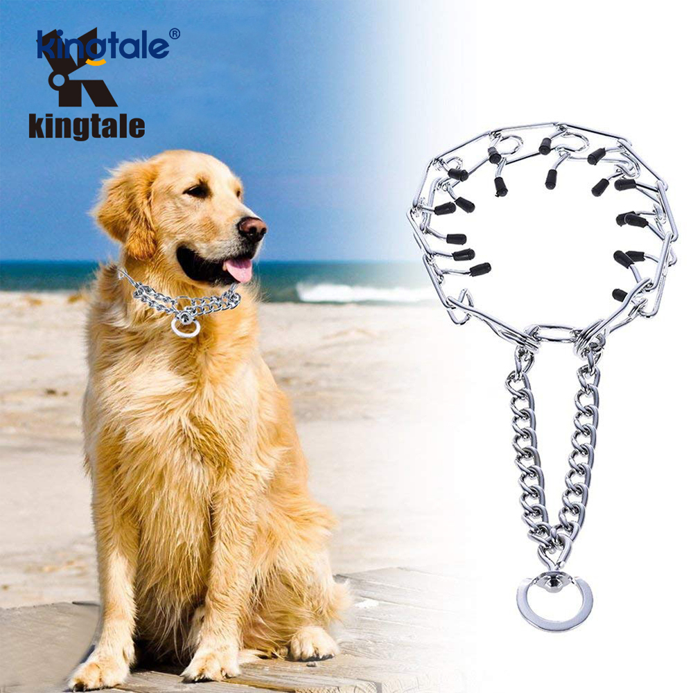 Coleiras de estrangulamento para animais de estimação, aço carbono, metal, coleira de treinamento para cães