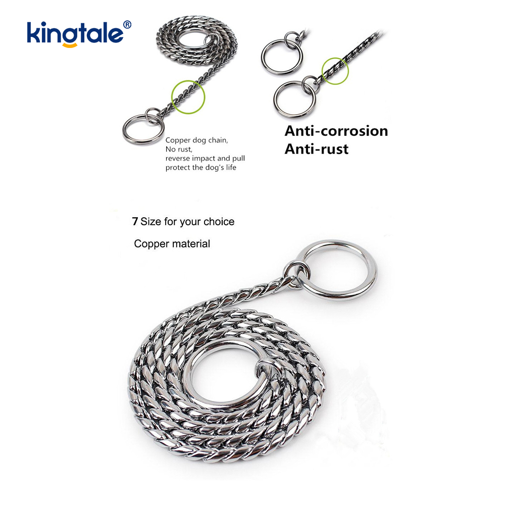 Coleira de cobre pura para cães cobra de metal para cães pequenos e médios