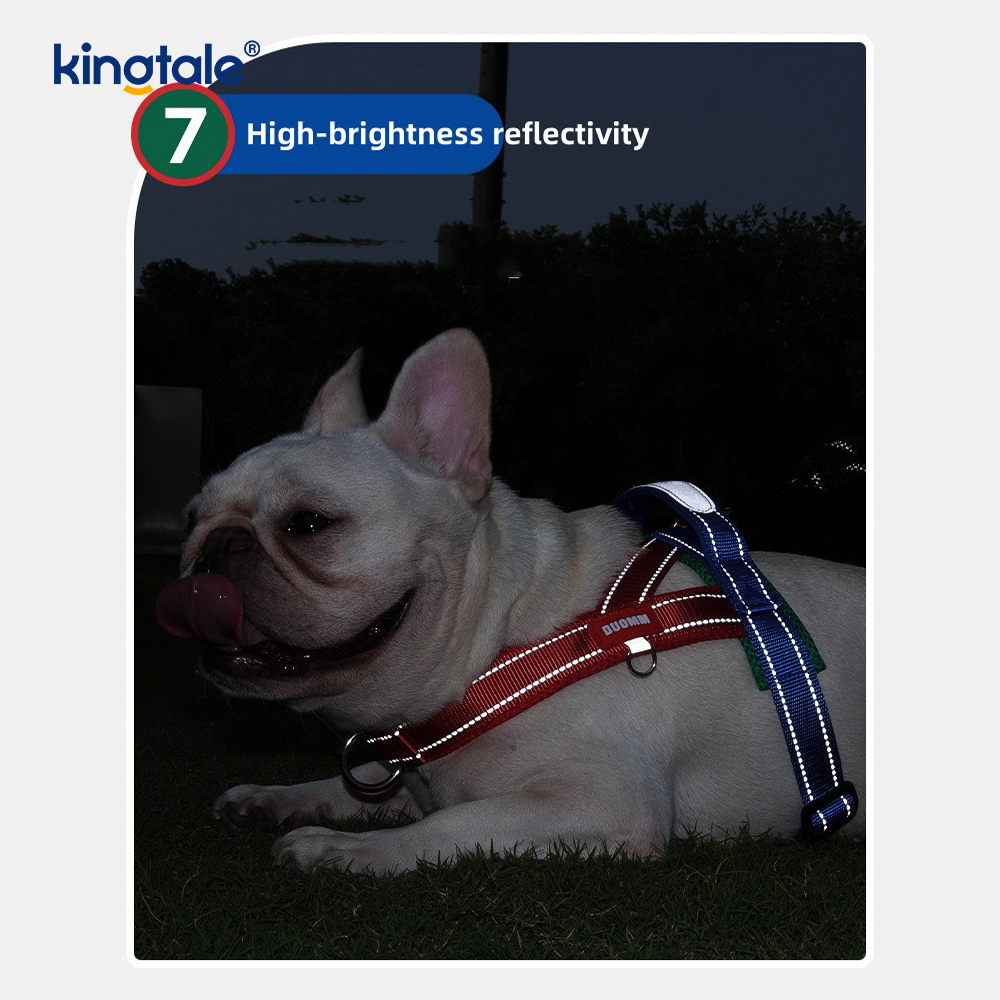 Conjunto de arnês para cães de estimação reflexivo de nylon ajustável por atacado personalizado