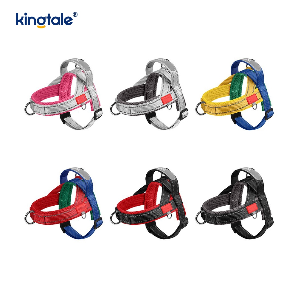 Conjunto de arnês para cães de estimação reflexivo de nylon ajustável por atacado personalizado