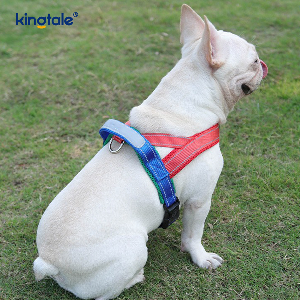 Conjunto de arnês para cães de estimação reflexivo de nylon ajustável por atacado personalizado
