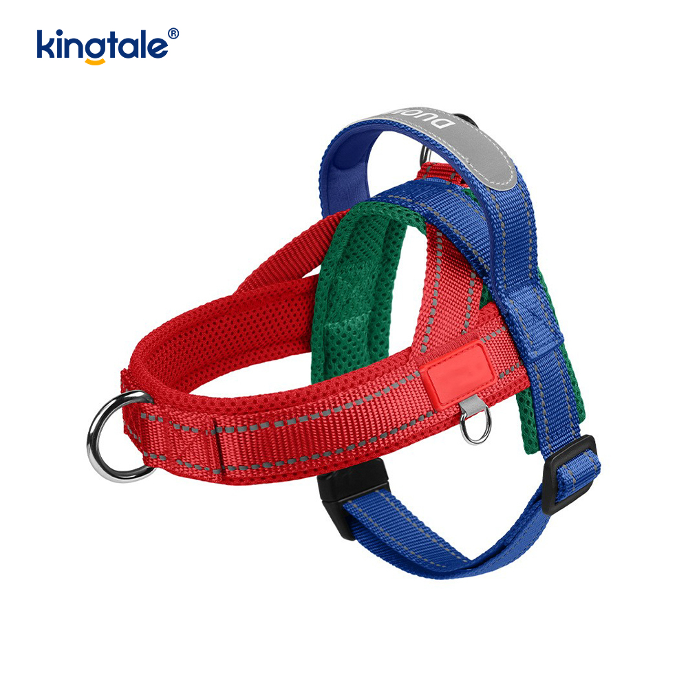 Conjunto de arnês para cães de estimação reflexivo de nylon ajustável por atacado personalizado