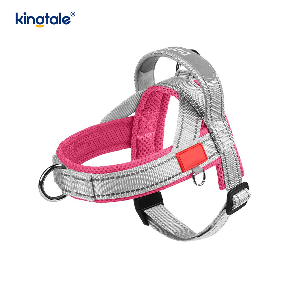 Conjunto de arnês para cães de estimação reflexivo de nylon ajustável por atacado personalizado