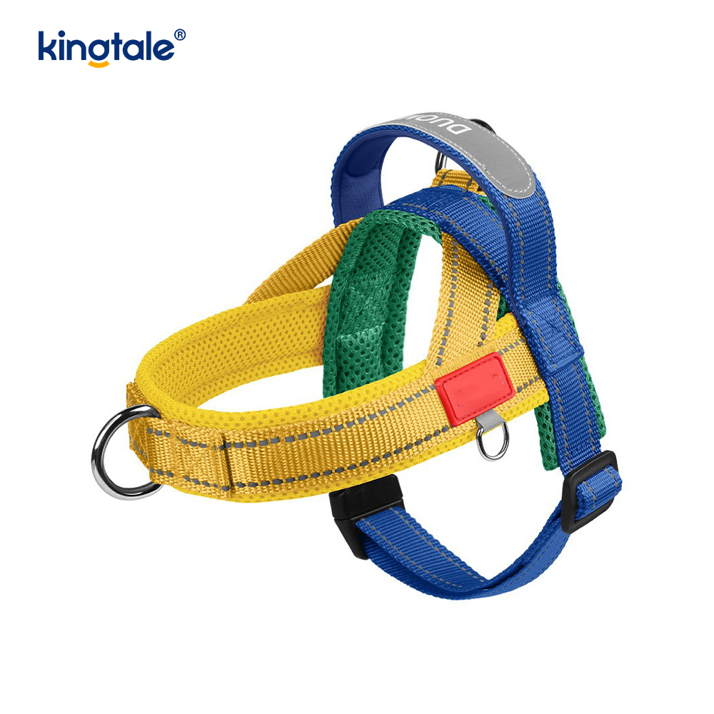 Conjunto de arnês para cães de estimação reflexivo de nylon ajustável por atacado personalizado