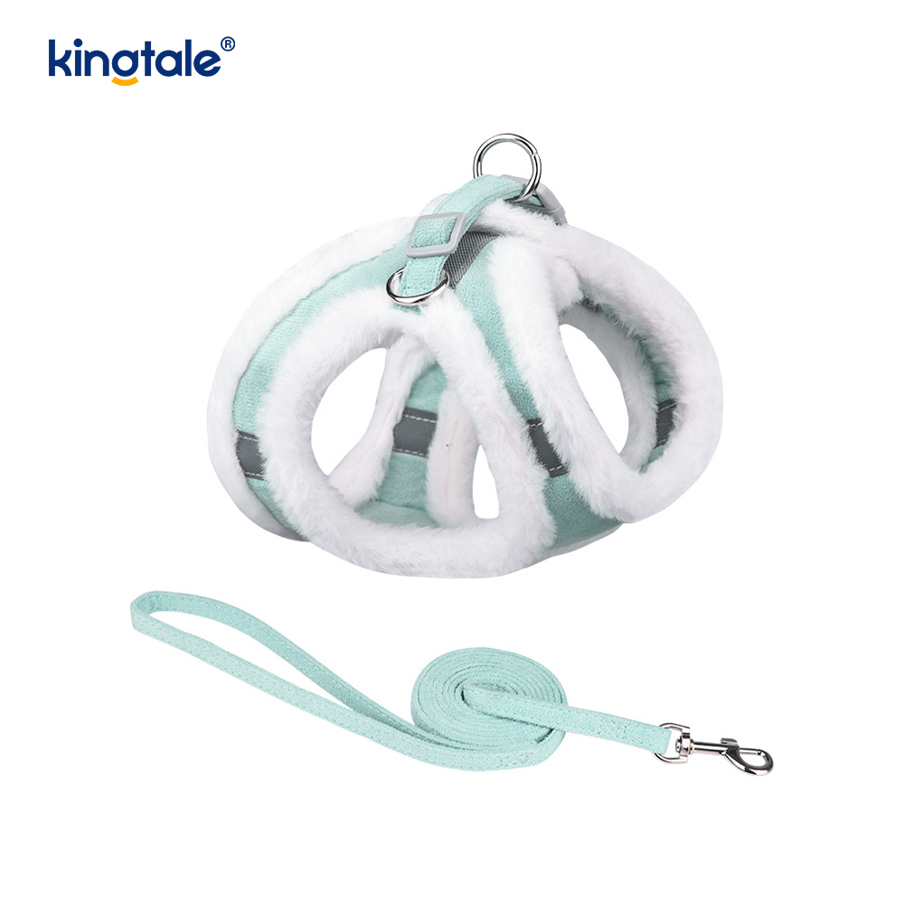 Coleira de pelúcia para cães de estimação, conjunto de coleira para cães de caminhada no outono