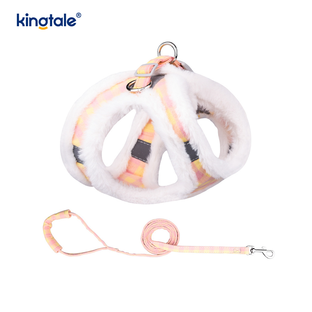Coleira de pelúcia para cães de estimação, conjunto de coleira para cães de caminhada no outono