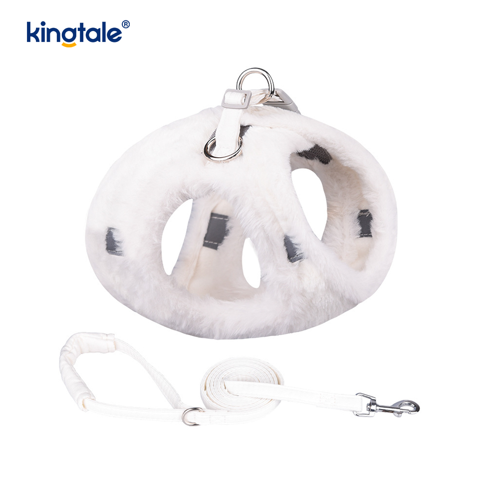 Coleira de pelúcia para cães de estimação, conjunto de coleira para cães de caminhada no outono