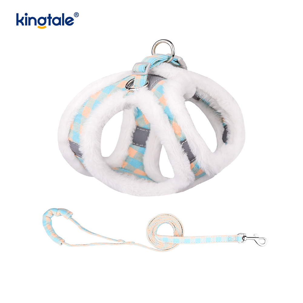Coleira de pelúcia para cães de estimação, conjunto de coleira para cães de caminhada no outono