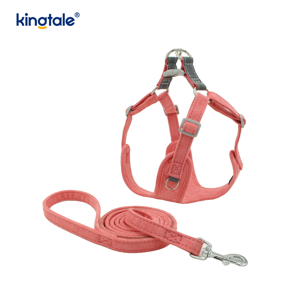 Conjunto de arnês e trela ajustável de couro para cães pequenos e gatos com strass