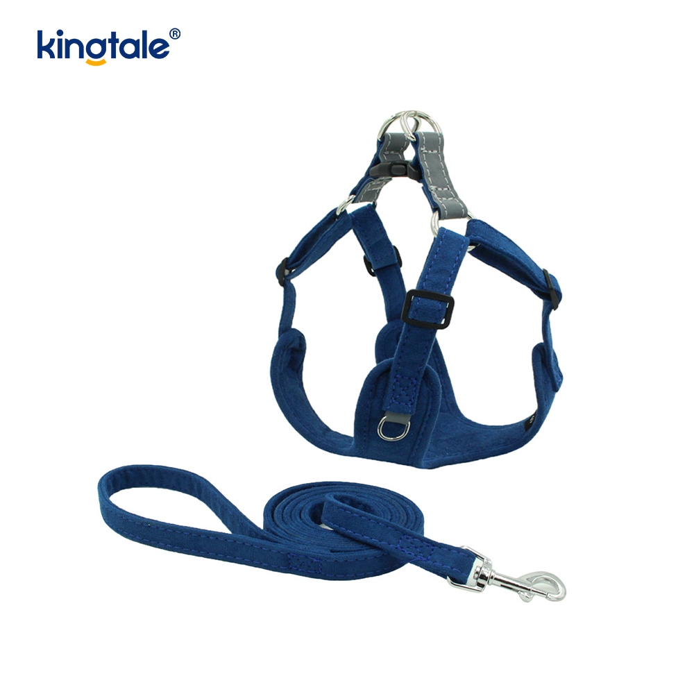 Conjunto de arnês e trela ajustável de couro para cães pequenos e gatos com strass