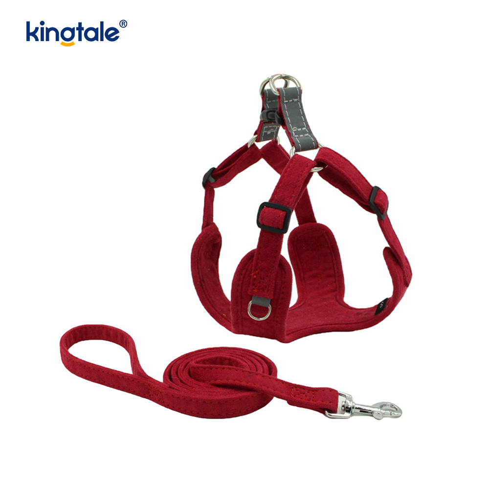 Conjunto de arnês e trela ajustável de couro para cães pequenos e gatos com strass