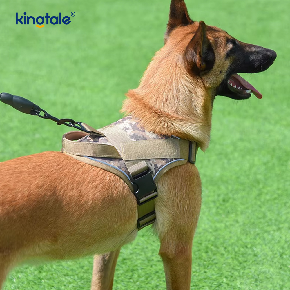 Colete reflexivo ajustável para animais de estimação, tático resistente, sem tração, arnês para cães