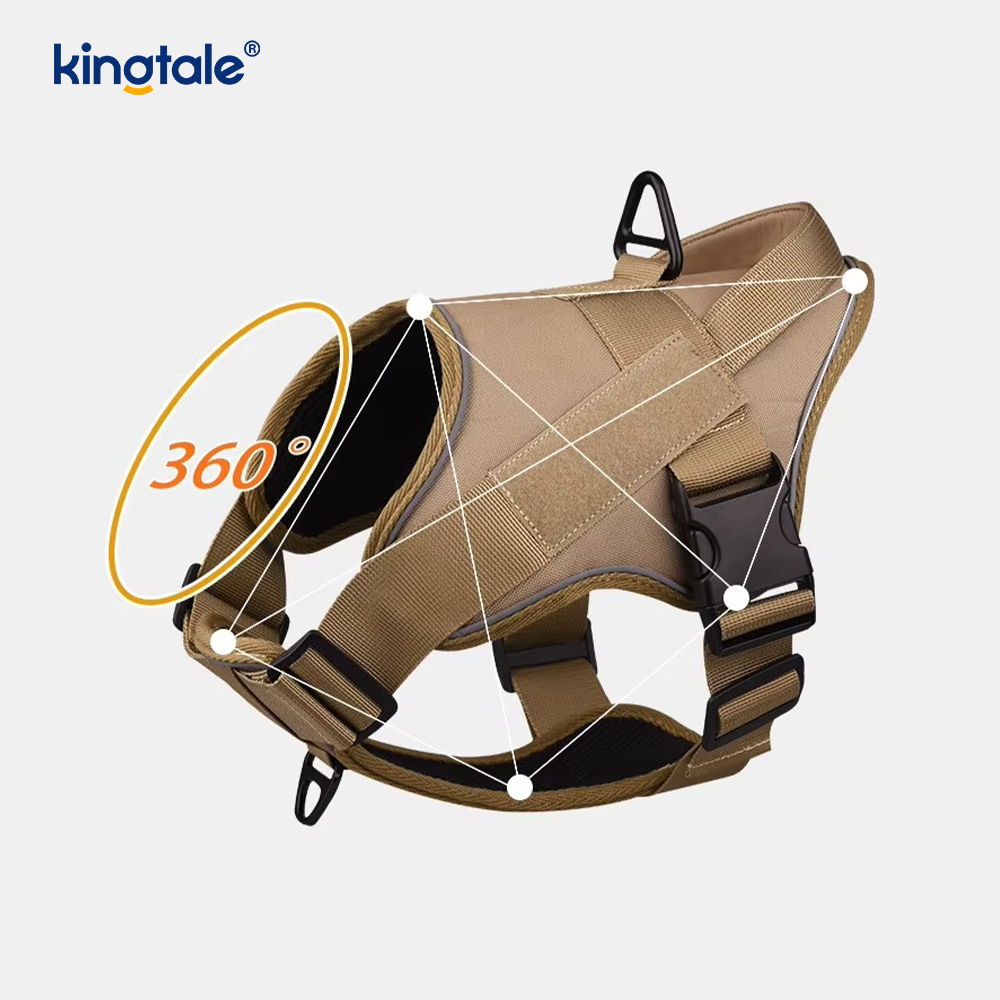 Colete reflexivo ajustável para animais de estimação, tático resistente, sem tração, arnês para cães