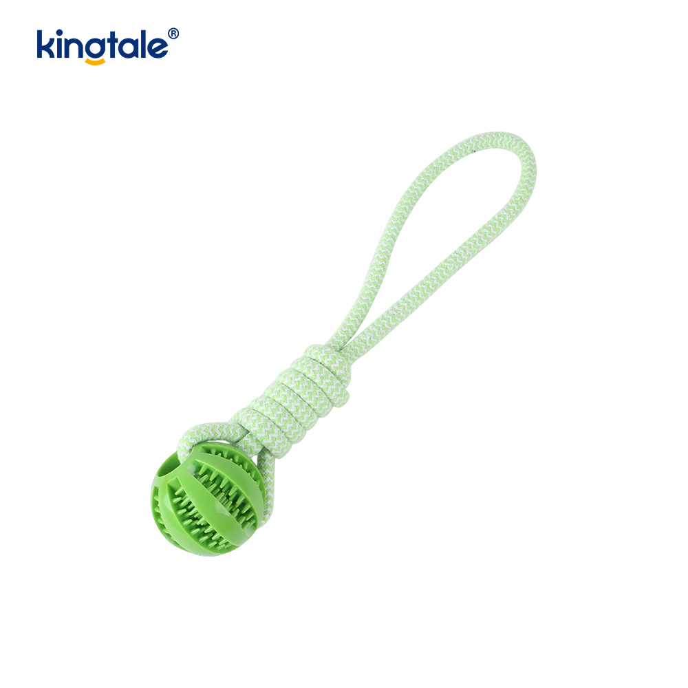Corda de cânhamo puxada à mão para limpeza de dentes, bola de distribuição de tratamento de borracha, brinquedo para animais de estimação