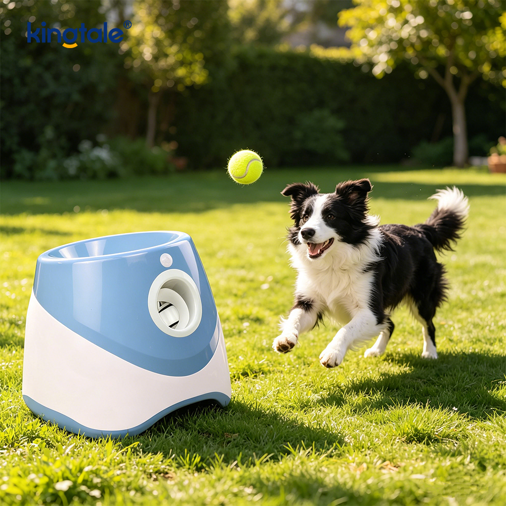 Lançador de bola automático com 3 mini bolas de tênis brinquedos para cães ao ar livre