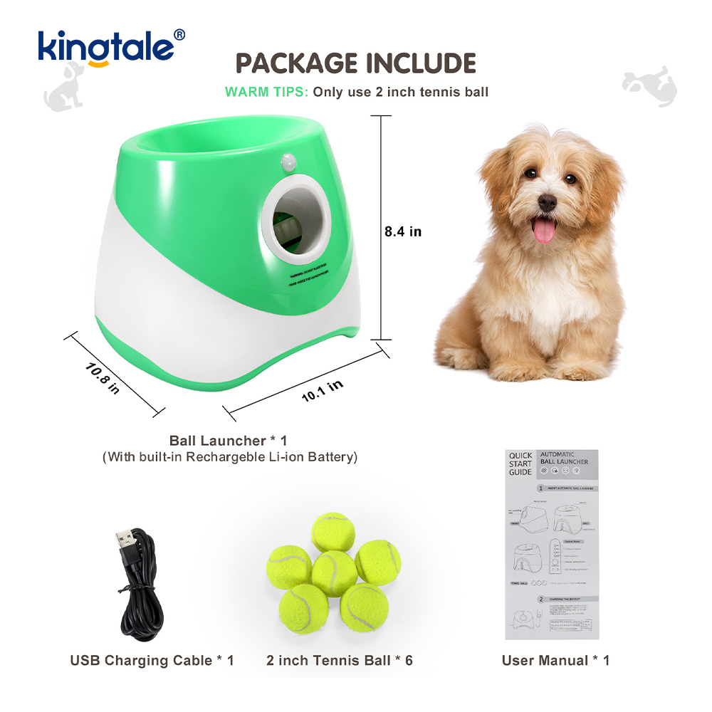 Lançador de bola automático com 3 mini bolas de tênis brinquedos para cães ao ar livre