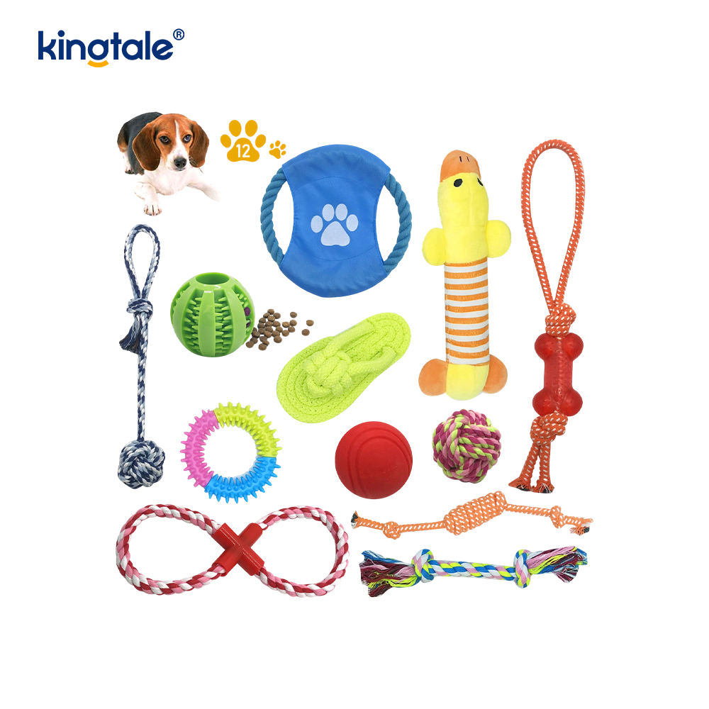 Conjunto de brinquedos para animais de estimação com bolas de corda de algodão reforçadas para dentição de cachorro