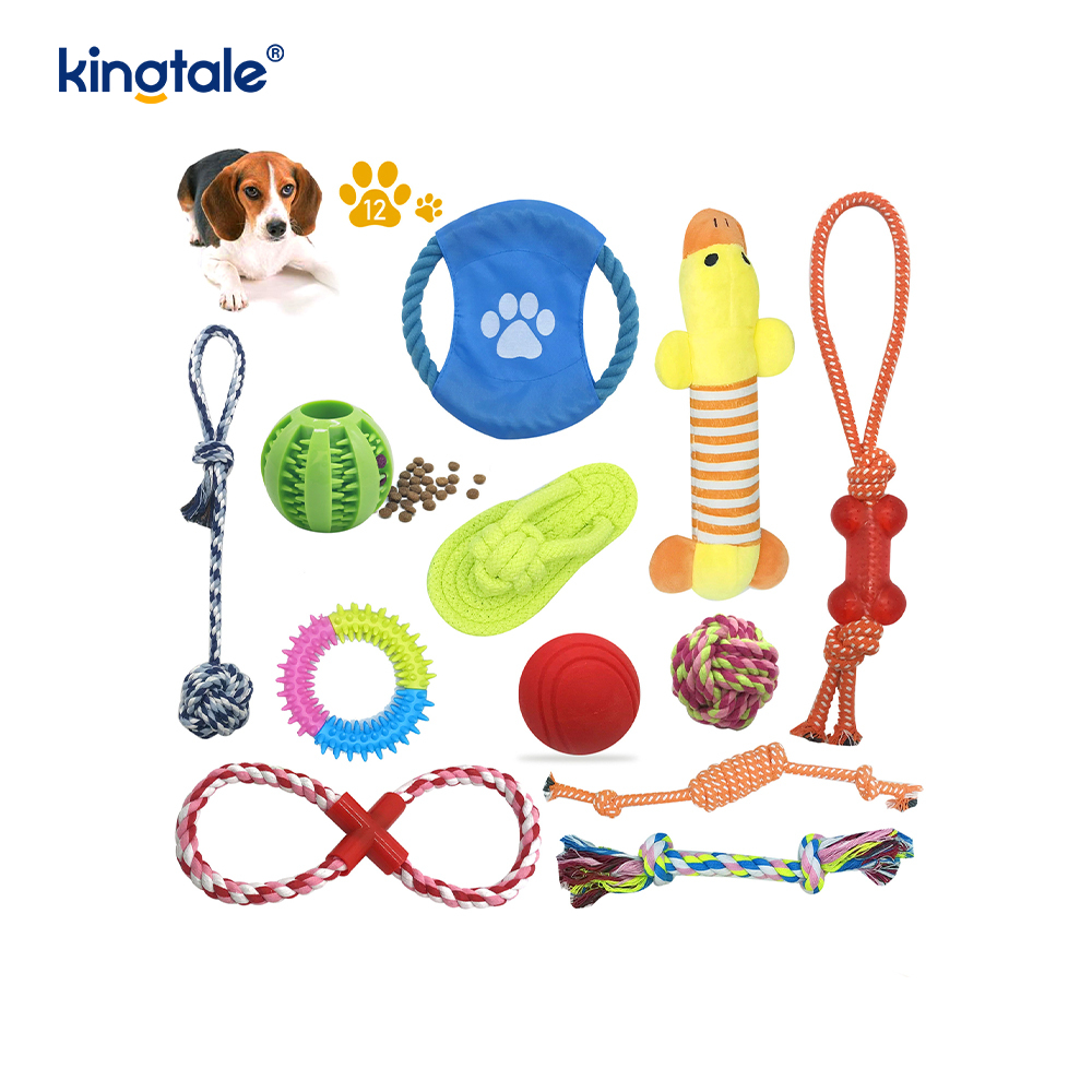 Conjunto de brinquedos para animais de estimação com bolas de corda de algodão reforçadas para dentição de cachorro