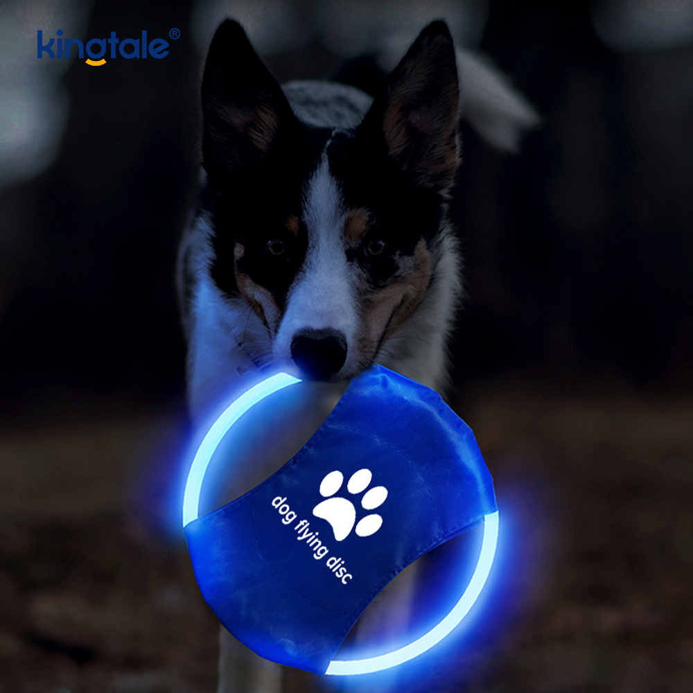 Brinquedo de treinamento para cães Frisbee com iluminação recarregável LED